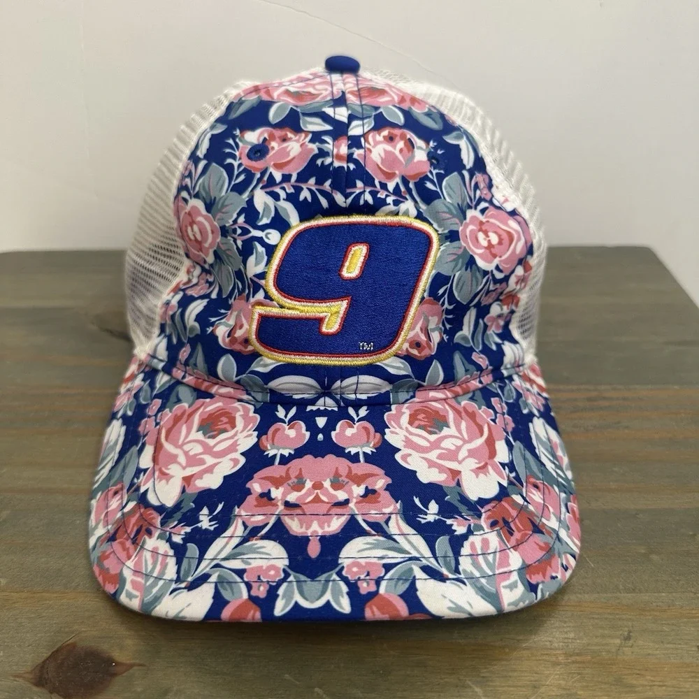 Chase Elliot Hat Cap Blue Pink Hawaiian Floral Nascar #9 Hendrick Motorsport